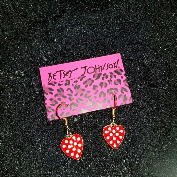 Betsey Johnson Heart Earrings - Picture 1 of 5